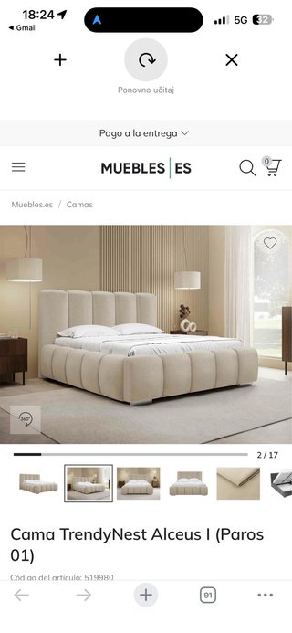 Cama doble beige y marrón