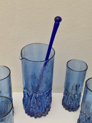 Set 6 Bicchieri Murano Blu + Caraffa