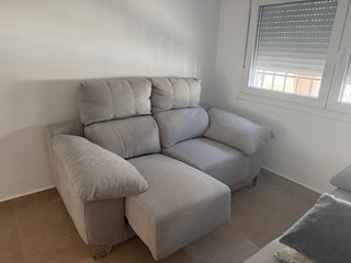 Sofá 3+2 plazas gris extensible