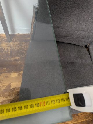 Mesa comedor cristal y metal extensible