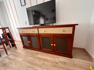 Mueble Comedor Madera TV Cajones y Cristal