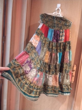 Falda larga patchwork multicolor