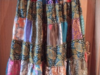 Falda larga patchwork multicolor