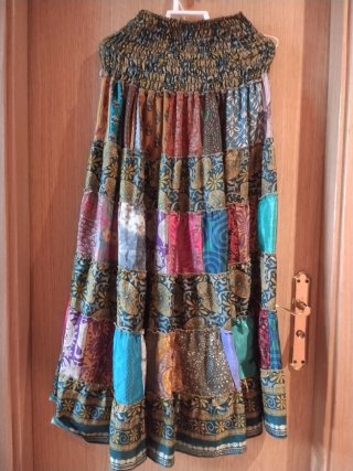 Falda larga patchwork multicolor