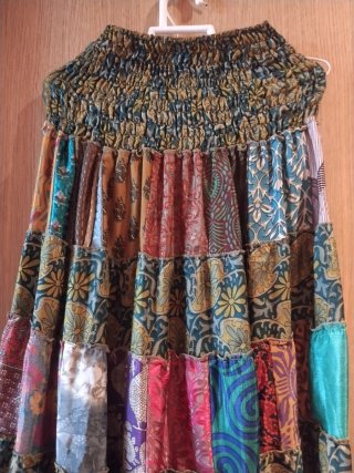 Falda larga patchwork multicolor
