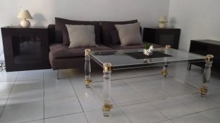 Mesa de centro cristal y metacrilato