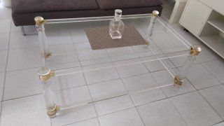Mesa de centro cristal y metacrilato