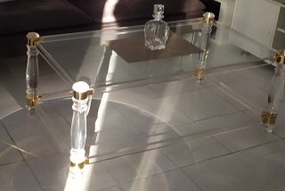 Mesa de centro cristal y metacrilato