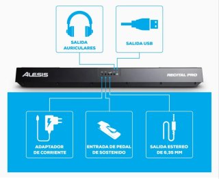 Piano Digital Alesis Recital Pro 88 Teclas martill