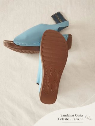 Sandalias Cuña MZMOS Azul Cielo Talla 36