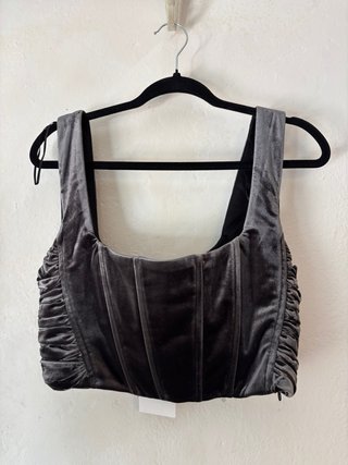 Corsé de terciopelo gris