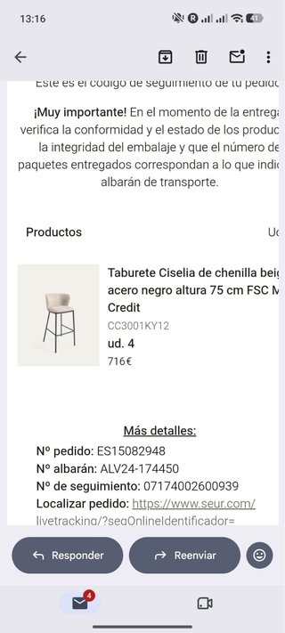 Pack 4 Sillas Altas Beige con Reposabrazos