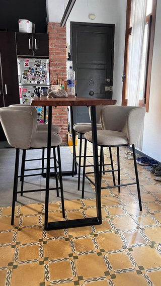Pack 4 Sillas Altas Beige con Reposabrazos