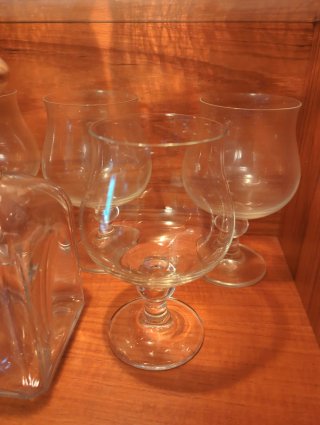 Botella de Cognac y 6 Copas de Cristal