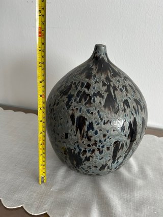 Jarrón Cerámica Años 80 Azul Grisáceo