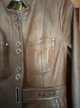Cazadora Biker Cuero Marrón Talla M