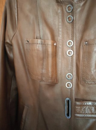 Cazadora Biker Cuero Marrón Talla M