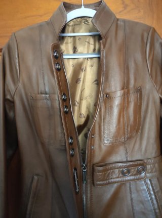 Cazadora Biker Cuero Marrón Talla M