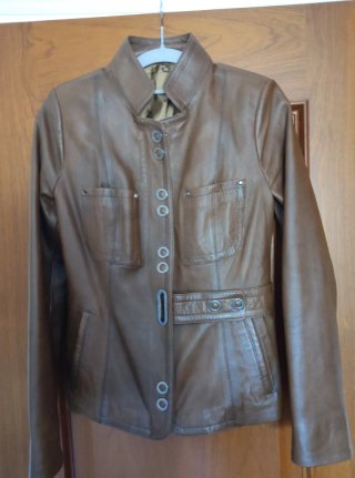 Cazadora Biker Cuero Marrón Talla M