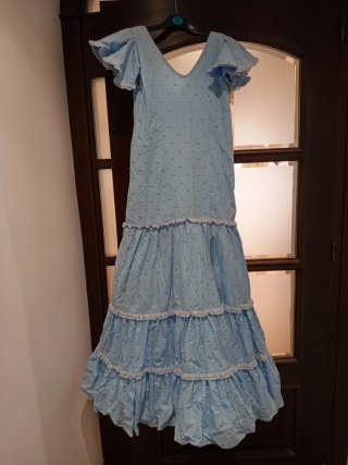 Traje de flamenca niña celeste