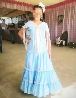 Traje de flamenca niña celeste