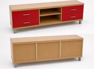 Mueble TV Diseño Madera y Rojo