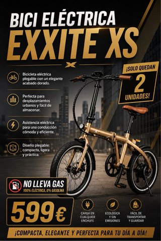 Bici Eléctrica EXXITE XS Plegable dorada