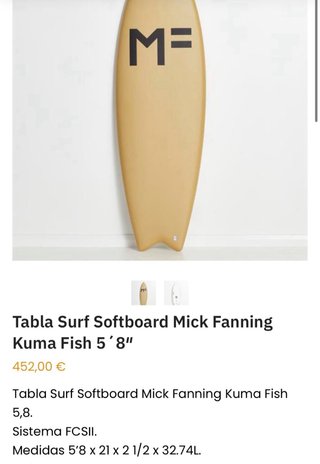 Tabla Surf twin Mick Fanning fish 5'8 softboard