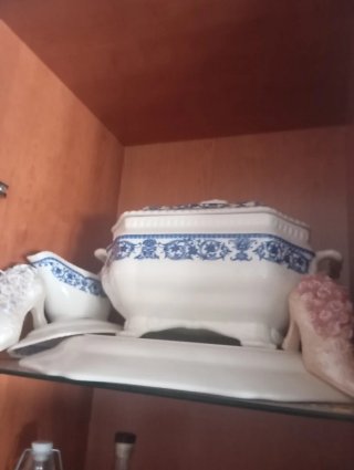 Sopera de porcelana azul y blanca