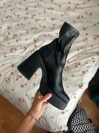 Botas negras plataforma tacón cuadrado