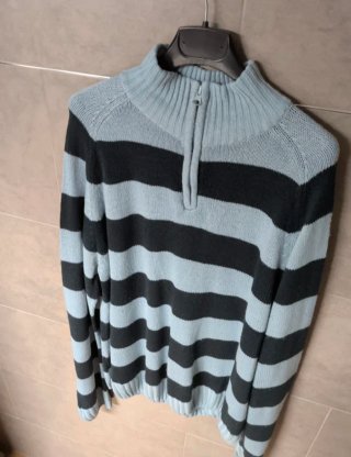 Jersey de punto hombre rayas azul y negro Talla L
