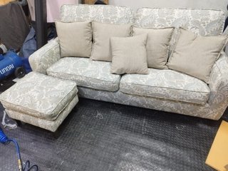 Sillón tapizado floral beige y azul Tlf-653711399