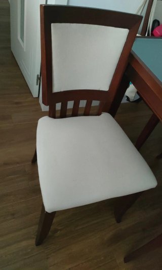 Mesa comedor cristal y 6 sillas madera