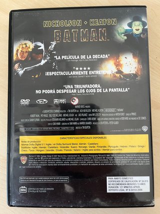 DVD Batman Pelicula Michael Keaton Tim Burton 1989