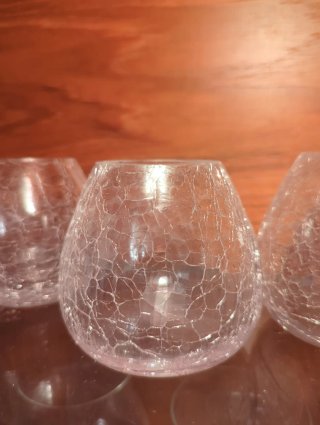 Juego 6 Vasos Cristal Crackelados Vintage