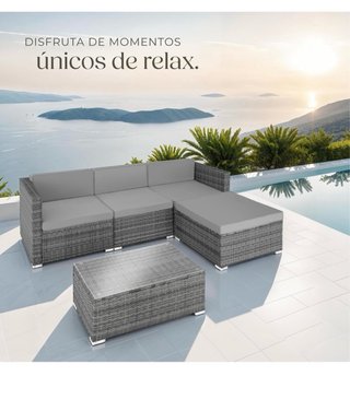 Conjunto de jardín ratán con cojines