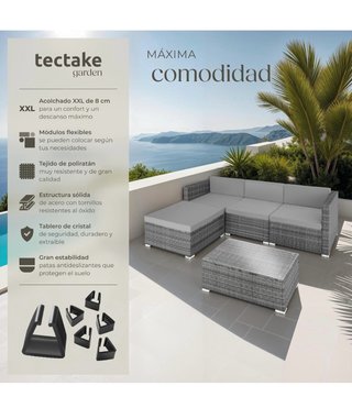Conjunto de jardín ratán con cojines