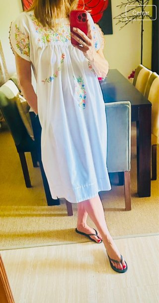 Vestido blanco bordado algodón