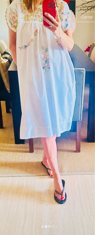 Vestido blanco bordado algodón