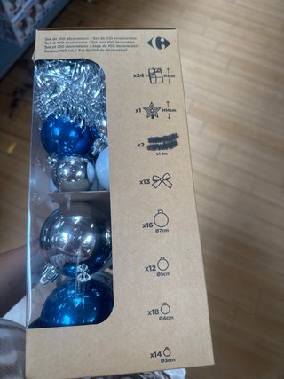 Set 100 Bolas Decoración Navidad Azul/Plata