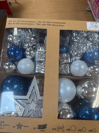 Set 100 Bolas Decoración Navidad Azul/Plata