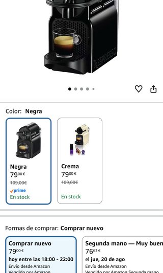 Cafetera Nespresso De'Longhi monodosis
