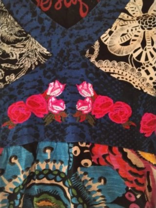 Vestido corto Desigual Algodón Bordado Multicolor