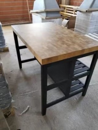 Isla de cocina madera y metal