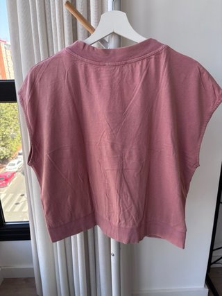 Camiseta Zara botones algodón rosa Talla M