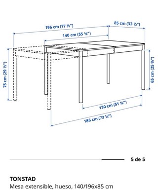 Mesa comedor extensible IKEA TONSTAD blanca NUEVA