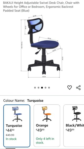 Silla de escritorio azul y negra