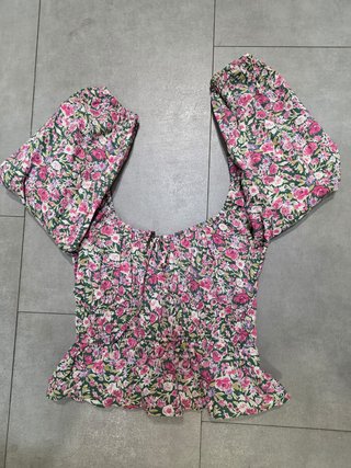 Blusa Mango Escote Barco Talla M Floral