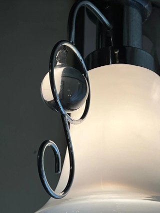 Lampada sospensione vintage vetro Murano e metallo