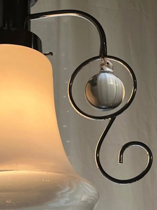 Lampada sospensione vintage vetro Murano e metallo